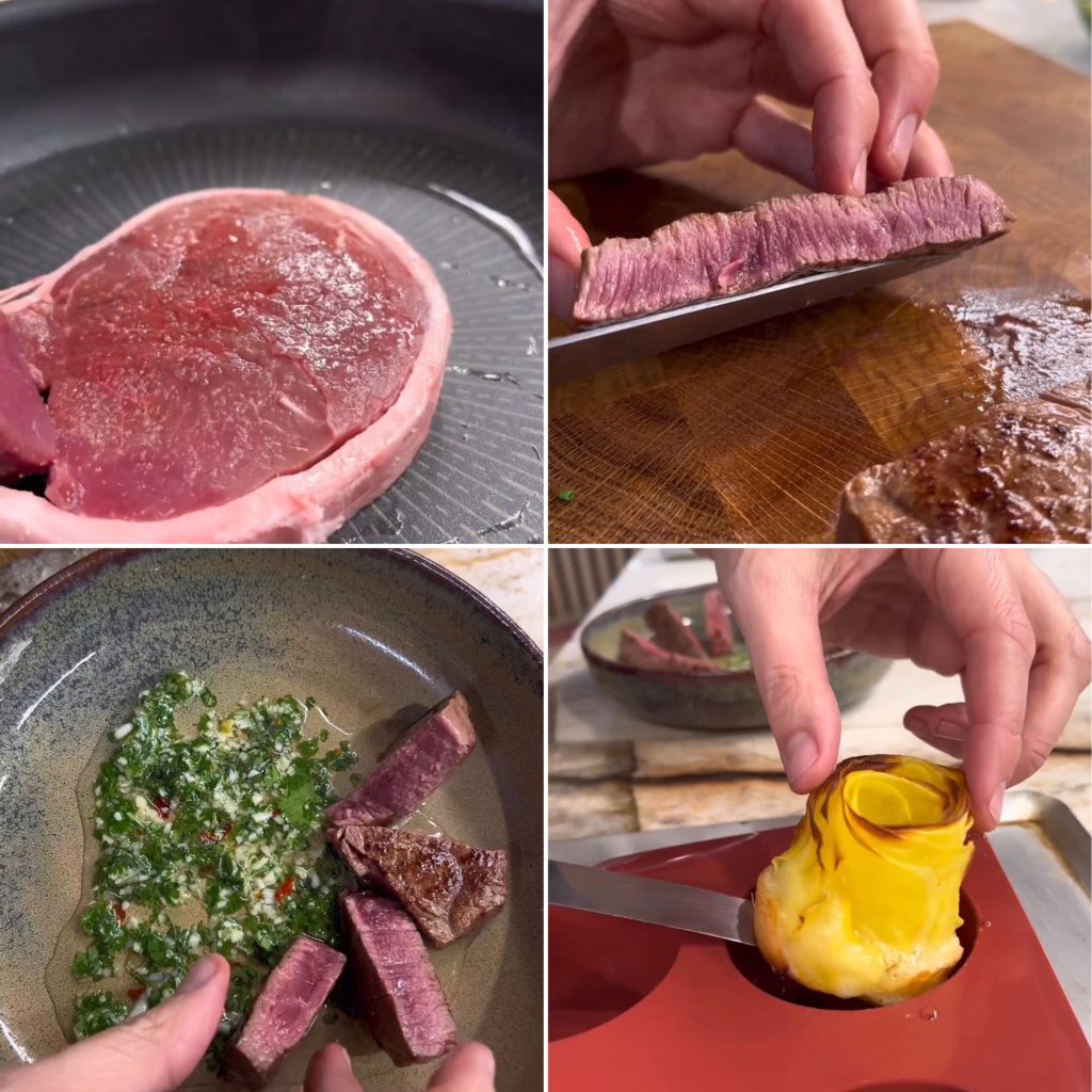 Filet De Bœuf, Chimichurri, Roses De Pommes De Terre De Cyril Lignac
